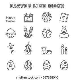 Easter line icons, mono vector symbols