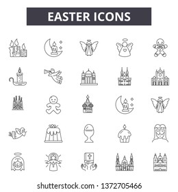 Easter line icons, signs, vector set, outline illustration concept 