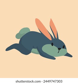 easter line rabbit cute baby rabbit illustration