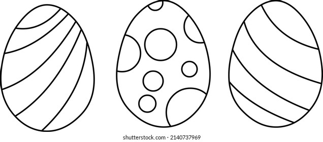 Iconos lineales de pascua de huevos para colorear