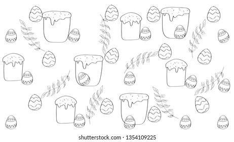 Easter linear illustration .
