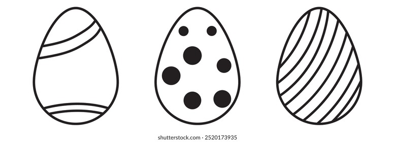 coleção de ícones de ovos de linha de páscoa em um fundo branco