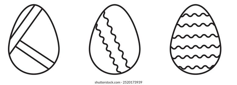 easter liner eggs icon collection on a white background
