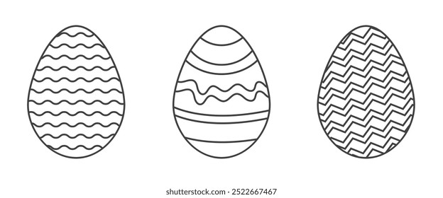 easter liner eggs icon collection on a white background