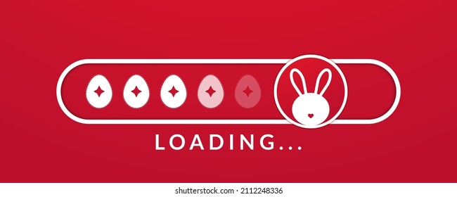 Easter loading bar with cute rabbit and easter eggs.Vector illustration