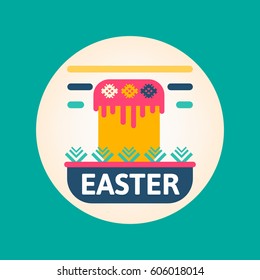 Easter logo of a cupcake. Modern design and color. Modern design. Logo in the circle. 