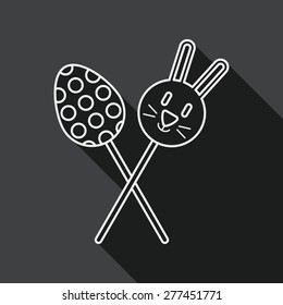 easter lollipop flat icon with long shadow, line icon