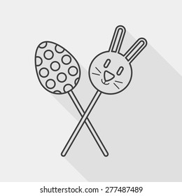 easter lollipop flat icon with long shadow, line icon