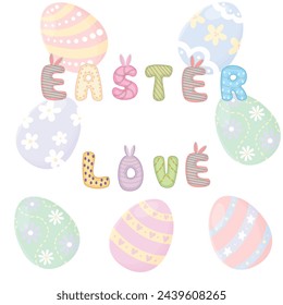 Easter love bunny eggs colorful