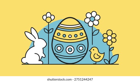 Easter Marketing Cover Flat Vector Illustration Design