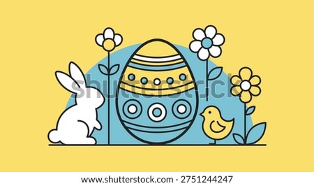 Easter Marketing Cover Flat Vector Illustration Design