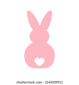 Easter marshmallow bunny with a heart tail.Rabbit silhouette. Cute Easter bunny silhouette. easter design