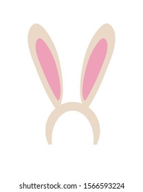 Easter mask with rabbit ears isolated on white background, vector illustration