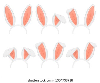 Easter Masks with Rabbit Ears Set for Celebration and Holiday. Vector illustration of Ostern Bunny Ear Costume Headband