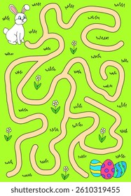 Easter maze graphic color sketch illustration vertical vector 