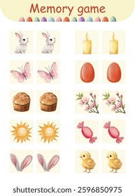 Easter memory game for kids with spring and festive elements
