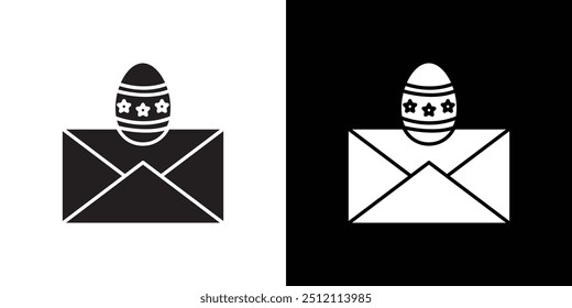 Icono de mensaje de Pascua Conjunto de logotipo de Vector de arte de línea negra