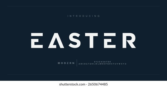 Easter modern abstract digital tech font. Logo creative font, type, technology, movie, digital, music, movie. Font and illustration in vector format.