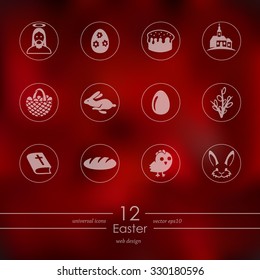 easter modern icons for mobile interface on blurred background