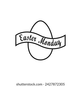 Easter Monday egg line icon with typography vector isolate on white background.