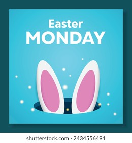 Easter Monday. Rabbit ears surrounded by sparkles. Great for Cards, banners, posters, social media and more.