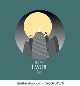 Pascua, los colores de la luna en un fondo verde.