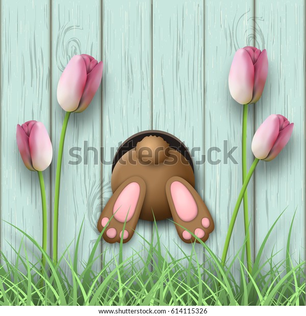 Easter Motive Brown Bunny Bottom Pink Stock Vector (Royalty Free ...