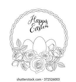 Easter motive with white eggs and roses, illustration 