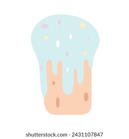 Easter Multicolored cake. Vector set in flat style. Element for poster, flyer, postcard, cover, advertising design.