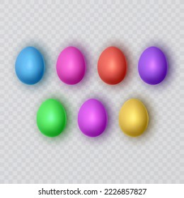 Easter multicolored eggs With shadow. Vector illustration