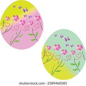 Easter nature eggs design with roses