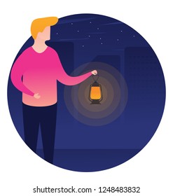 Easter night celebration flat icon design