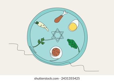 Easter is not on the same date every year. Passover one-line drawing