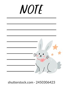 Easter notes list template. Organizer and Schedule with place for Notes. Good for Kids. Vector illustration design for planner.