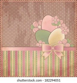 Easter old card, vector illustration 