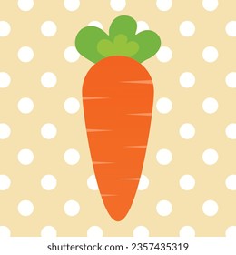 Easter orange Carrot Fresh Vector Illustration on dotted backrgound