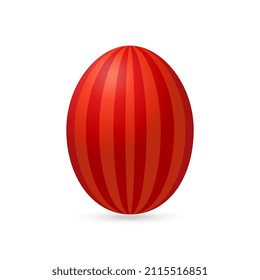 Easter orange egg with stripes. Vector illustration.