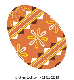 Easter orange egg with traditional Slavic ornament. Vector clipart.