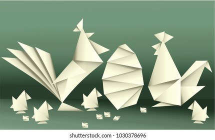 Easter origami decorations with holiday elements