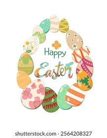 Easter original Painted easter eggs pattern greeting poster, flyer, card, layout , presentation, brochure, banner, templates set. 