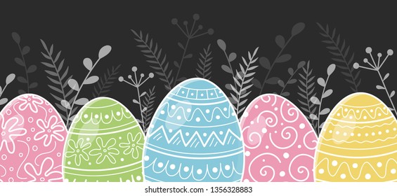 Easter ornament with beautiful Easter eggs. Vector