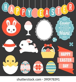 easter ornament, headline, and icon, flat design
