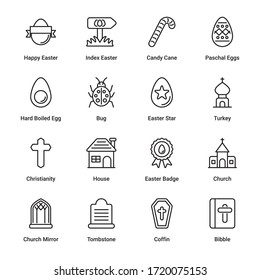 Easter outline Icons - stroke, vector