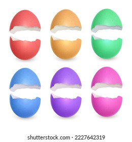 Easter painted broken eggs isolated on White background. Vector format