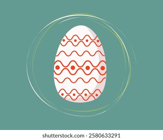 Easter painted egg with drawings, ornaments. Festive decor. Vector illustration.