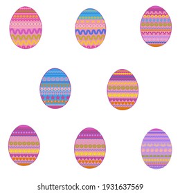 Easter painted eggs with original patterns.Vector