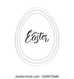 Easter. Paper cut egg with Easter lettering. Easter card template.