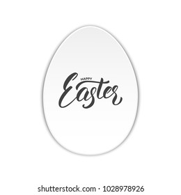 Easter. Paper cut egg with Easter lettering. Easter card template.