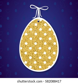 Easter paper decoration in the form of egg. Golden Easter egg an