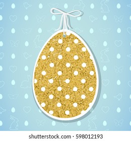 Easter paper decoration in the form of egg. Golden Easter egg 
